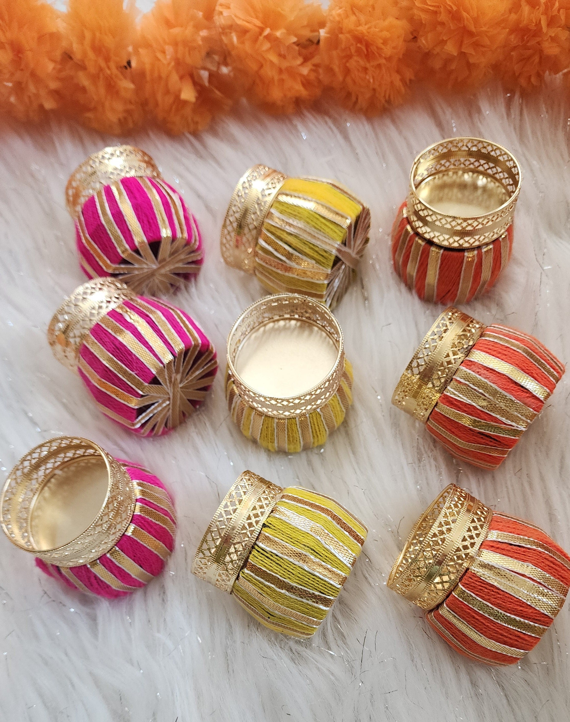Handmade Multicolor Tea Light Holder: Diwali Favor, Pooja Decor (2.5 inches)
