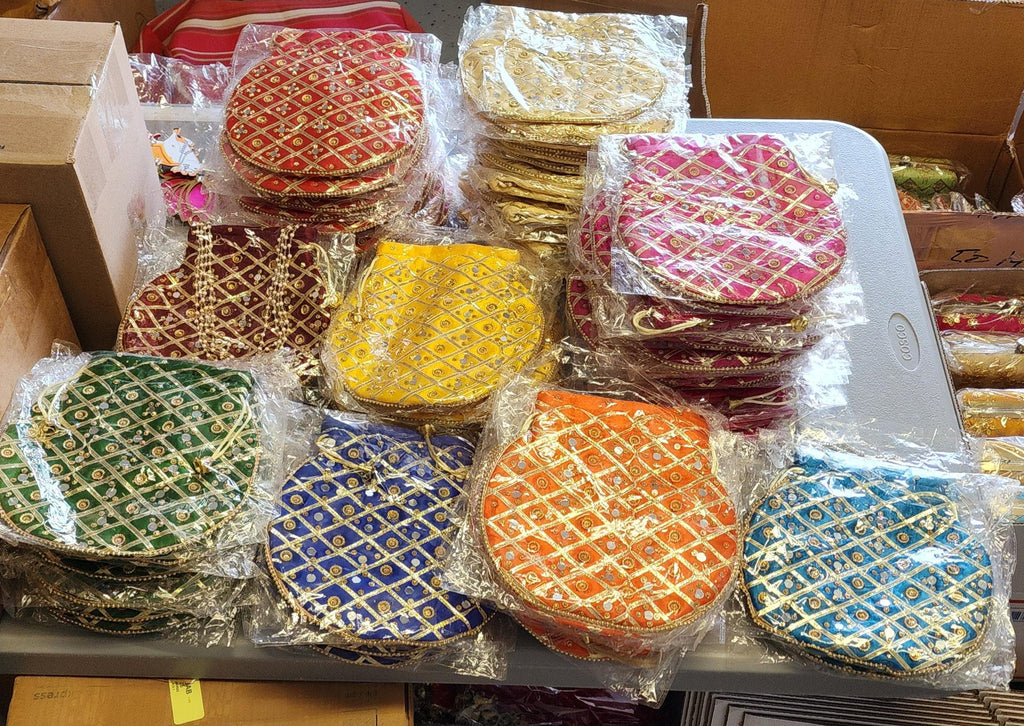 Mirror Work Silk Potli Bags: Indian Wedding Favor, Diwali Gift.