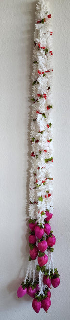 Lotus Bud & Jasmine Garland: Indian Wedding Wall Decor (60 inch)