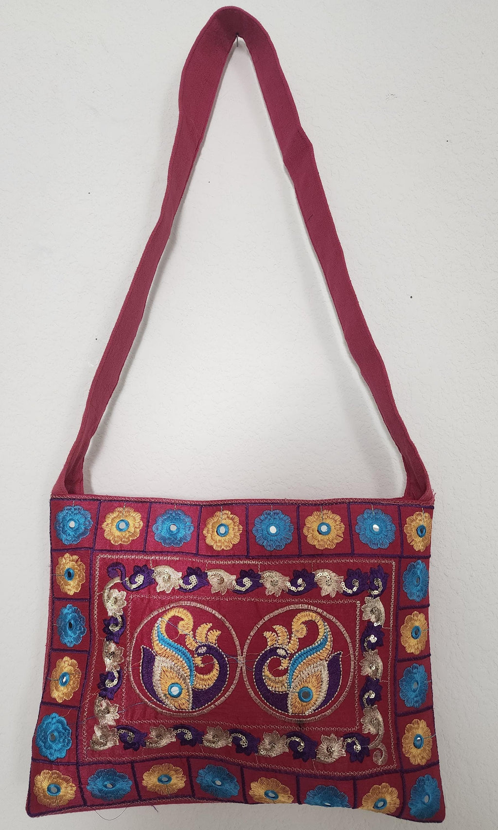 Indian Traditional Embroidered Work Peacock Jhola Bag. Crossbody /Shoulder bags for women.