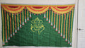 Lord Ganpati Pooja Backdrop Cloth: Traditional Housewarming Decor (8ft x 5ft).