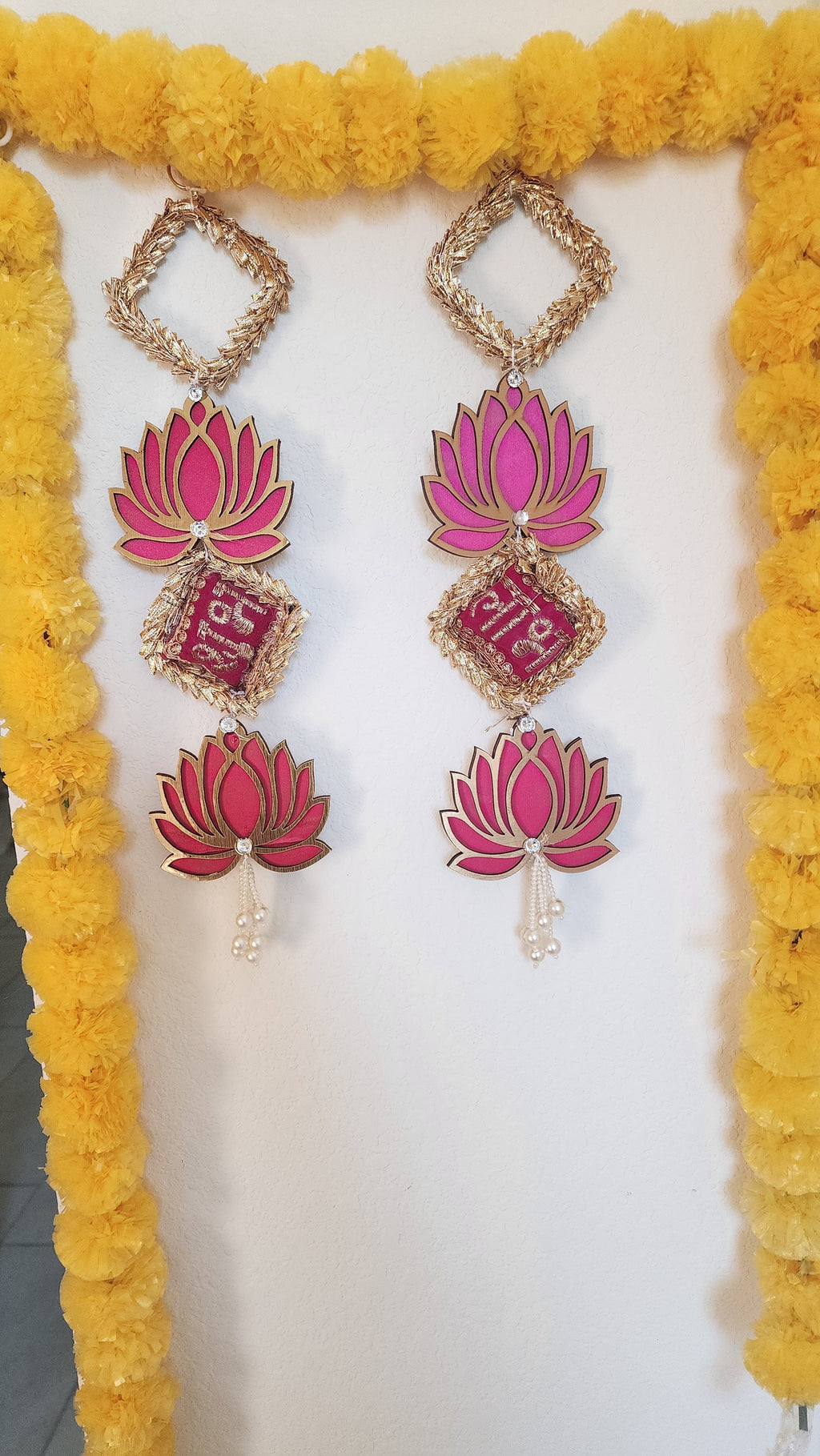 Lotus Shubh-Labh Hanging: Traditional Diwali Wedding Decor, 16 inches