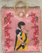 Baby Shower Handbag: Silk Favor Bag with Golden Handle