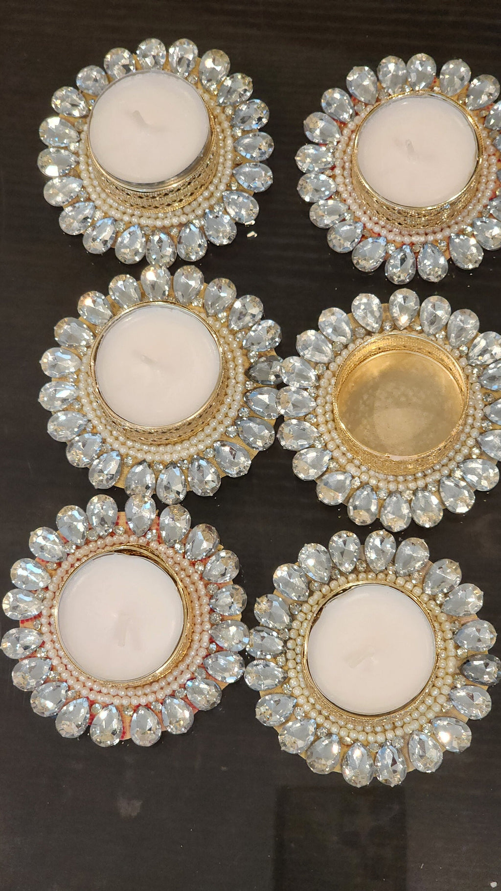 Silver Stone Tea Light Holder: Diwali Pooja Decor, Wedding Favor