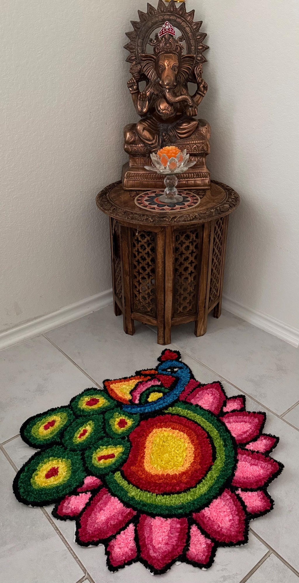 Indian Rangoli Mat-Wool Pooja Aasan, Diwali Wedding,Housewarming Decor.
