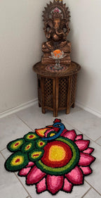 Indian Rangoli Mat-Wool Pooja Aasan, Diwali Wedding,Housewarming Decor.