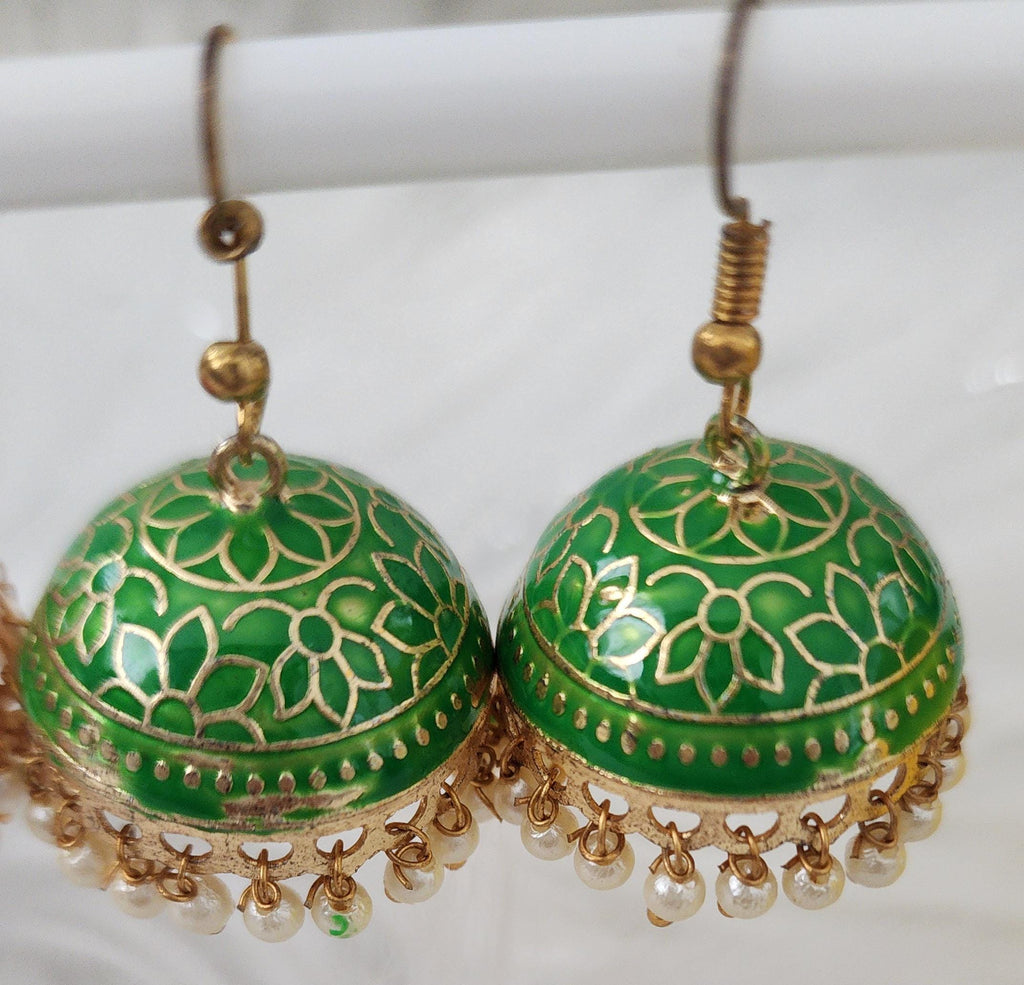 Handmade Meenakari Jhumka Earrings: Indian Wedding Jewelry.