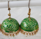 Handmade Meenakari Jhumka Earrings: Indian Wedding Jewelry.