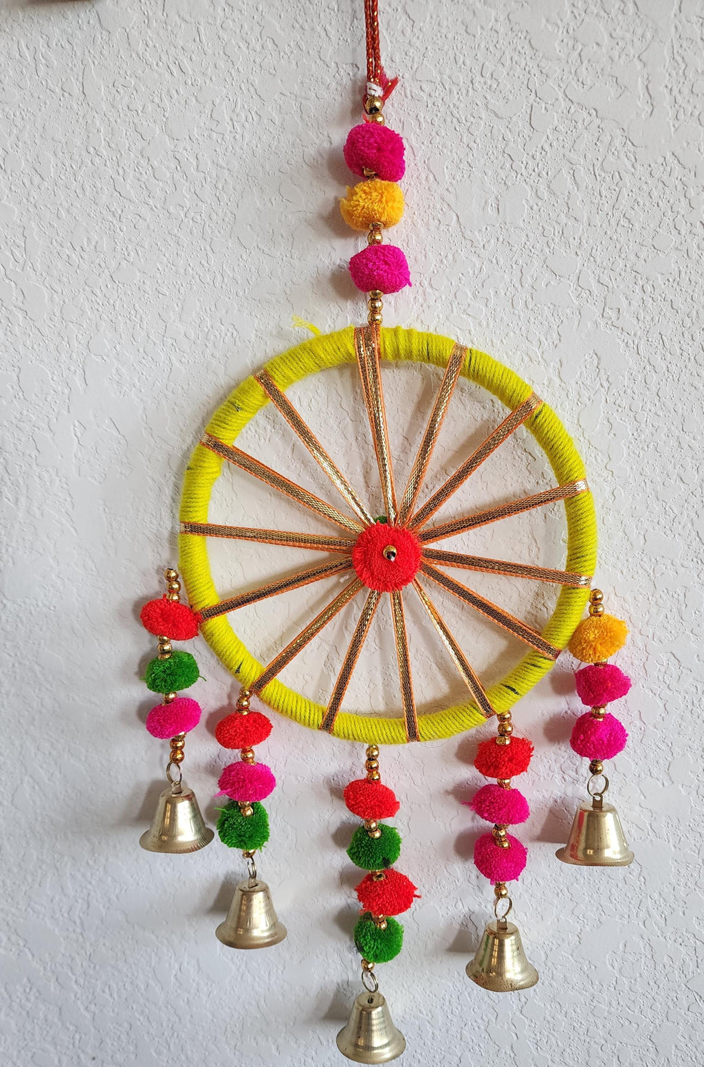 Indian Wedding Garland: Multicolor Pom Pom Gota Hanging