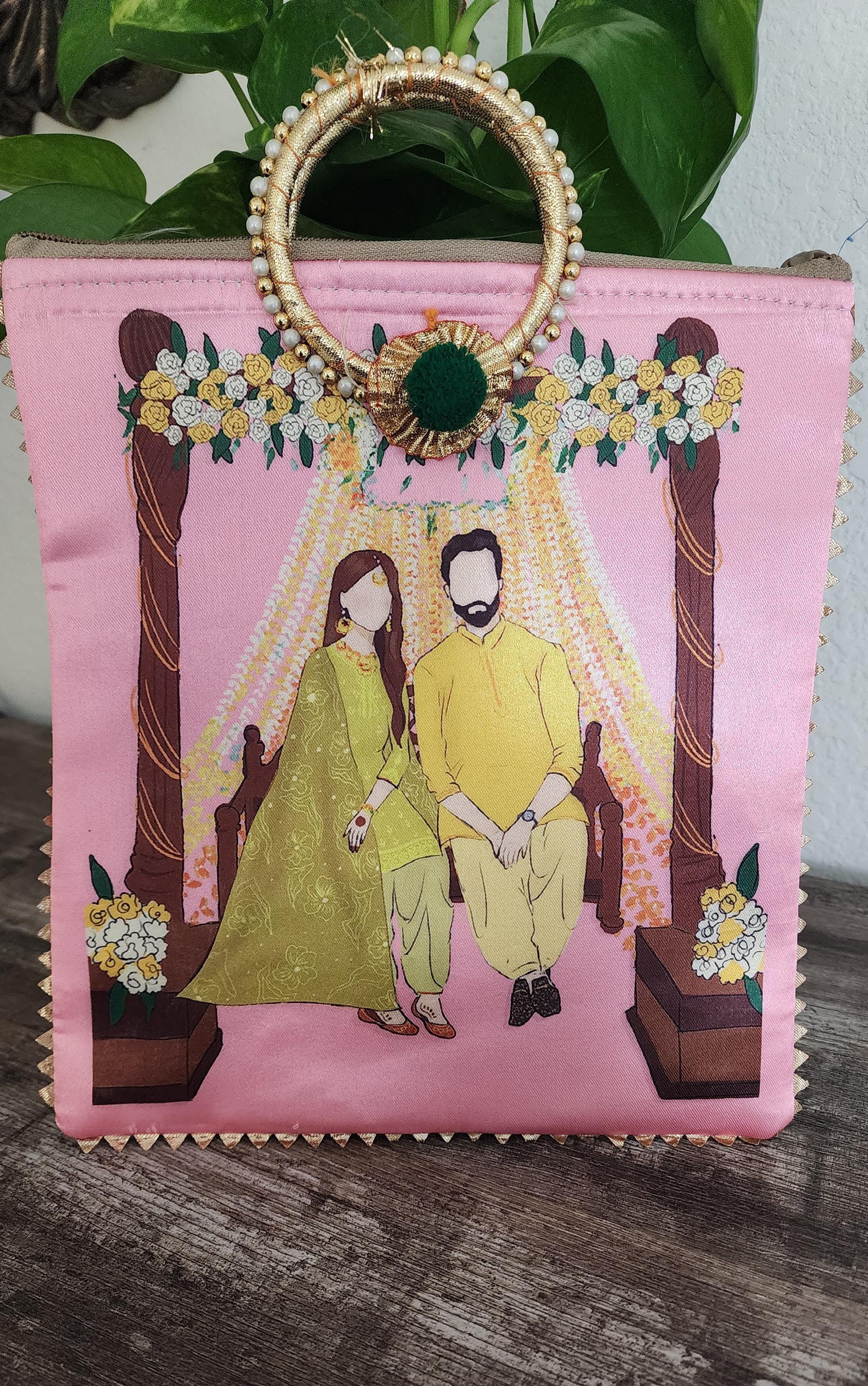 Silk Potli Favor Bags - Haldi Mehndi Wedding Return Gift.