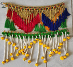 Handmade Indian Toran: Silk Pearl Door Hanging, Traditional Decor (41x12 inch)