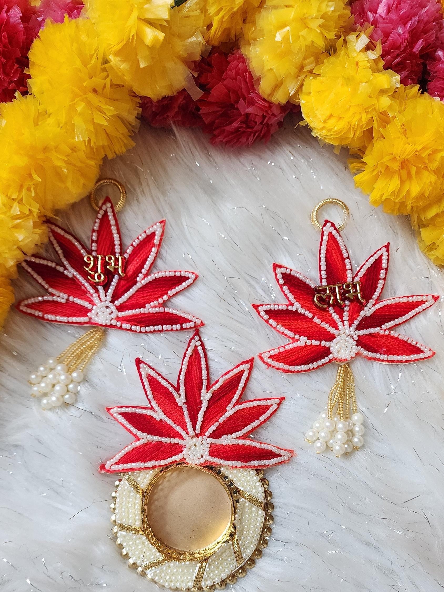 Shubh-Labh Mandir Hanging with T Light: Diwali Decoration, Indian Wedding Decor - 3 Pcs Set