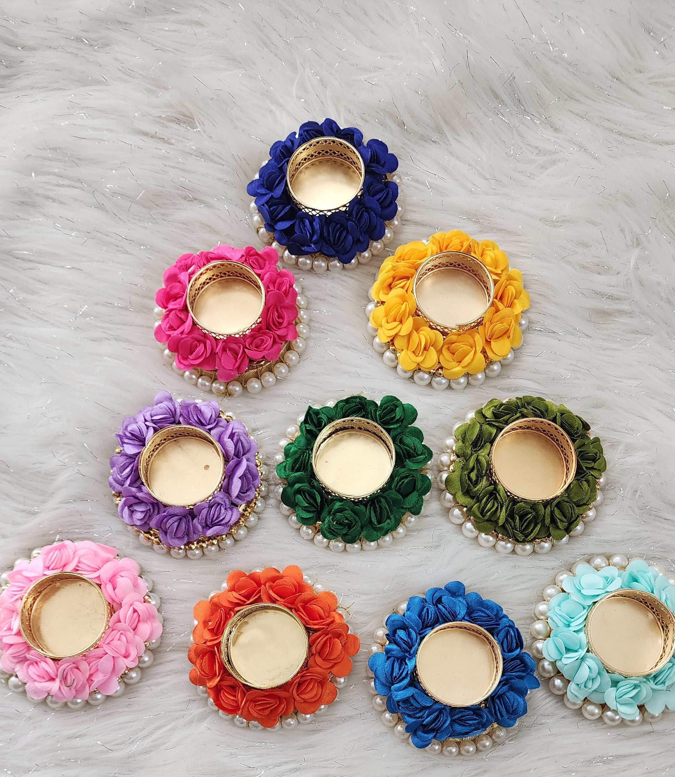 Floral Tea Light Holder: Diwali Pooja Decoration, Wedding Favor