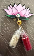 Handmade Kundan Rakhi Set: Pearl Haldi Kumkum Plate, Roli Chawal