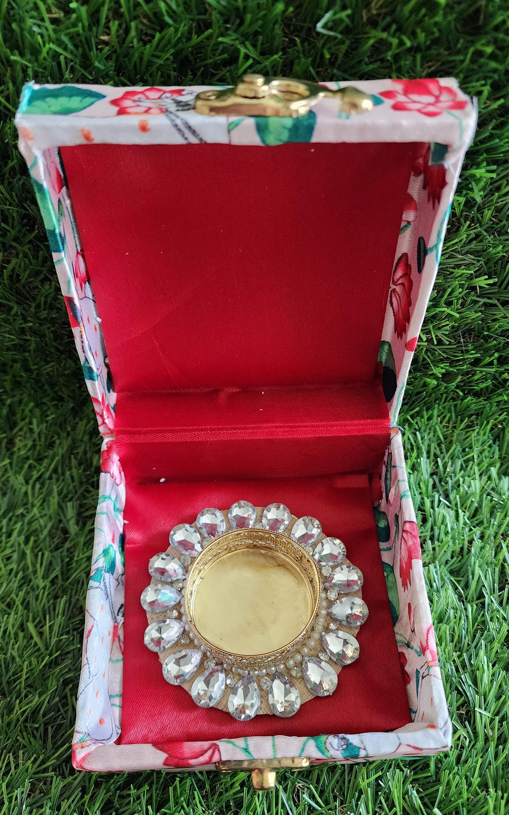 Pichwai Print Tea Light Holder Gift Box: Diwali Wedding Favor