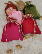Embroidered Silk Potli Bags: Indian Wedding Favor Pouches