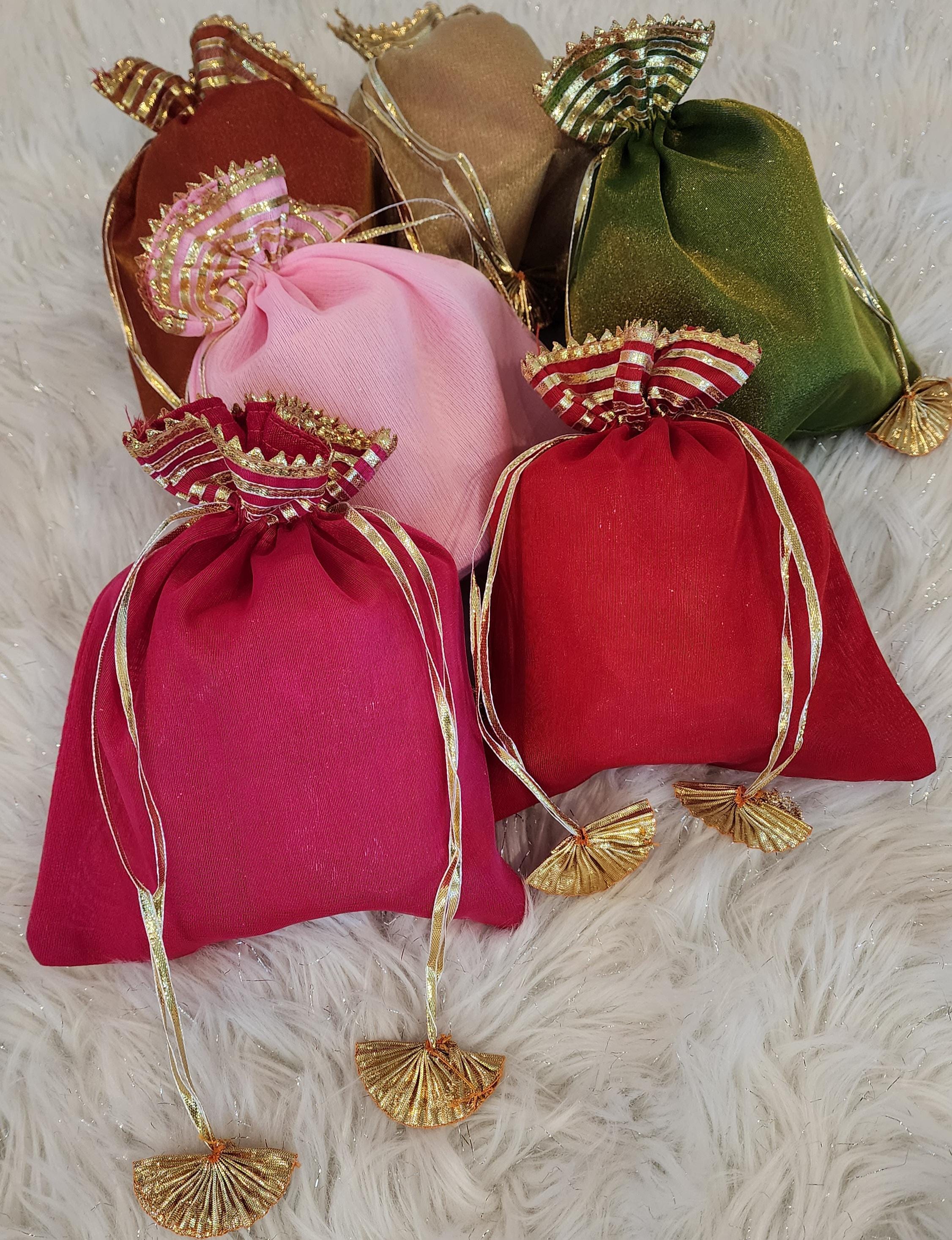 Embroidered Silk Potli Bags: Indian Wedding Favor Pouches