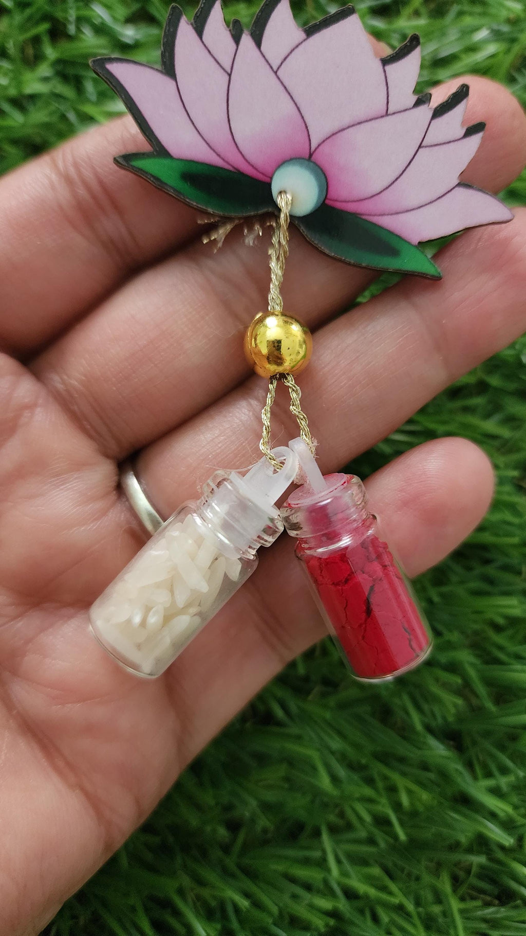 Handmade Lotus Haldi Kumkum Holder: MDF Pooja Favor