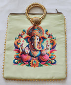 Ganesh Ji Print Silk Potli Bag: Multicolor Indian Wedding Favor