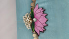 Handcrafted Clutch Purse: Indian Wedding Favor Bag with Lotus & Pearl