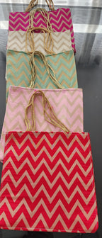 Zig Zag Silk Favor Bag: Gota Trim, Indian Wedding Return Gift
