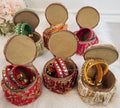 Embroidered Matki Bangle Box: Indian Jewelry Organizer, Wedding Favor.