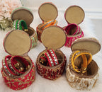 Embroidered Matki Bangle Box: Indian Jewelry Organizer, Wedding Favor.
