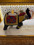 Handmade Wooden Elephant Tea Light Holder, Home Decor Lamp, Candle Light Lamp for Diwali .
