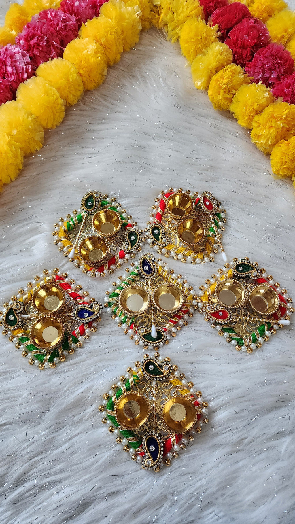 Handcrafted Haldi Kumkum Plate Set: Indian Pooja Return Gifts