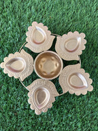 Metal Urli: Lotus 7" Gold Diwali Decoration, Pooja Gift diya.
