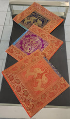 Elephant Print Silk Brocade Table Runner: Indian Decor (16X60 Inch)