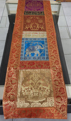 Elephant Print Silk Brocade Table Runner: Indian Decor (16X60 Inch)