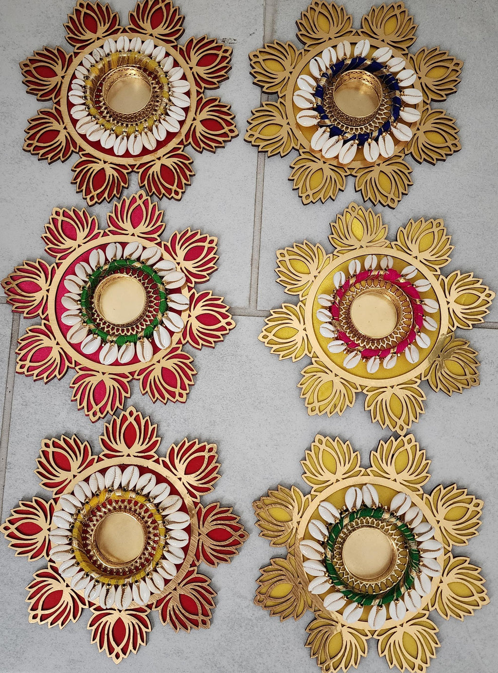 MDF Lotus Tealight Holder: Diwali Rangoli Decoration