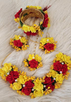 Handmade Floral Jewelry Set: Haldi Mehandi Indian Wedding