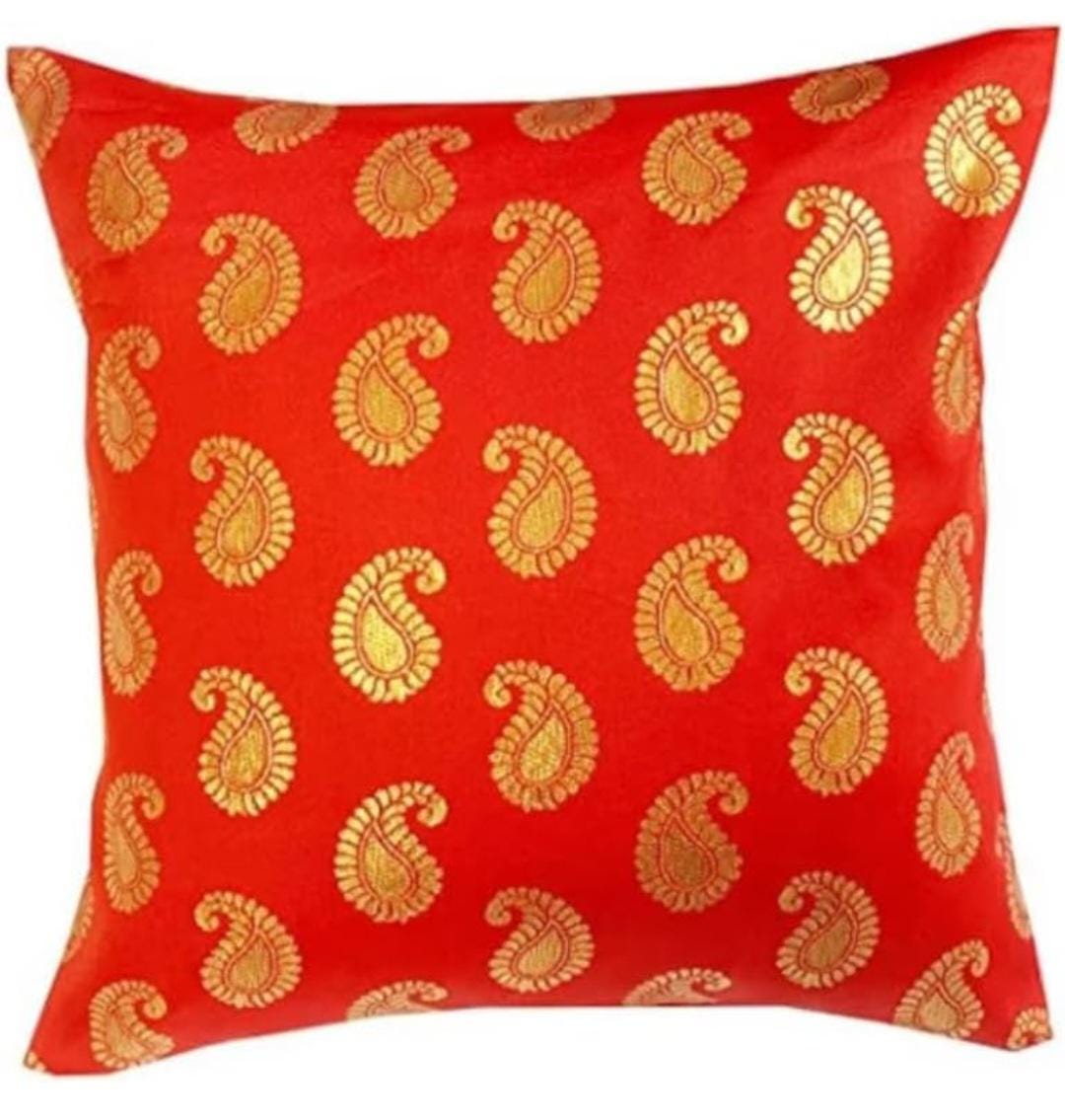 Handmade Silk Cushion Covers: Decorative Throw Pillow Set of 5 (18x18 Inches)