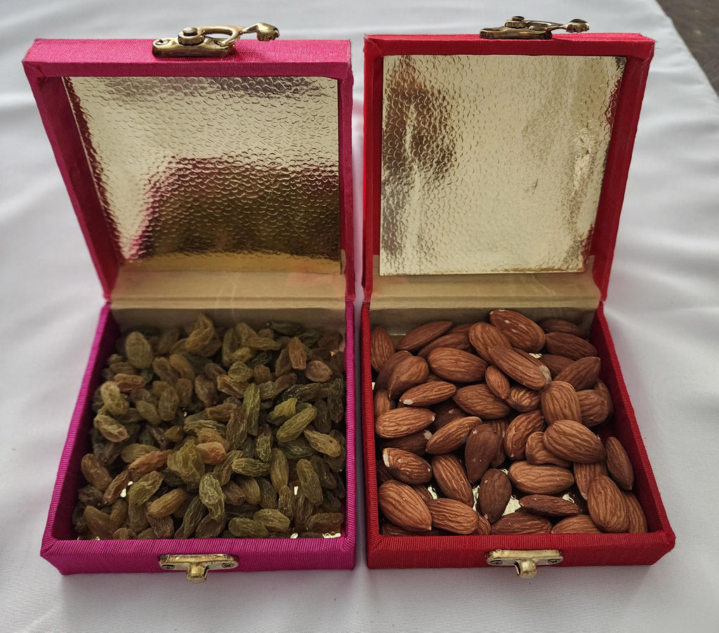 Laxmi Diwali Favor Handmade Box: Indian Wedding Return Gift, Brocade Silk.