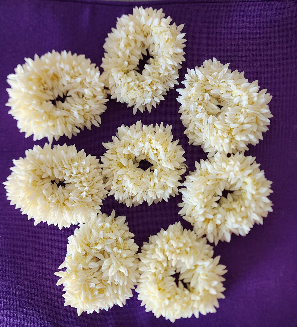 White Jasmine Flower Gajra: Fragrant Indian Wedding Hair Accessory Gajra.