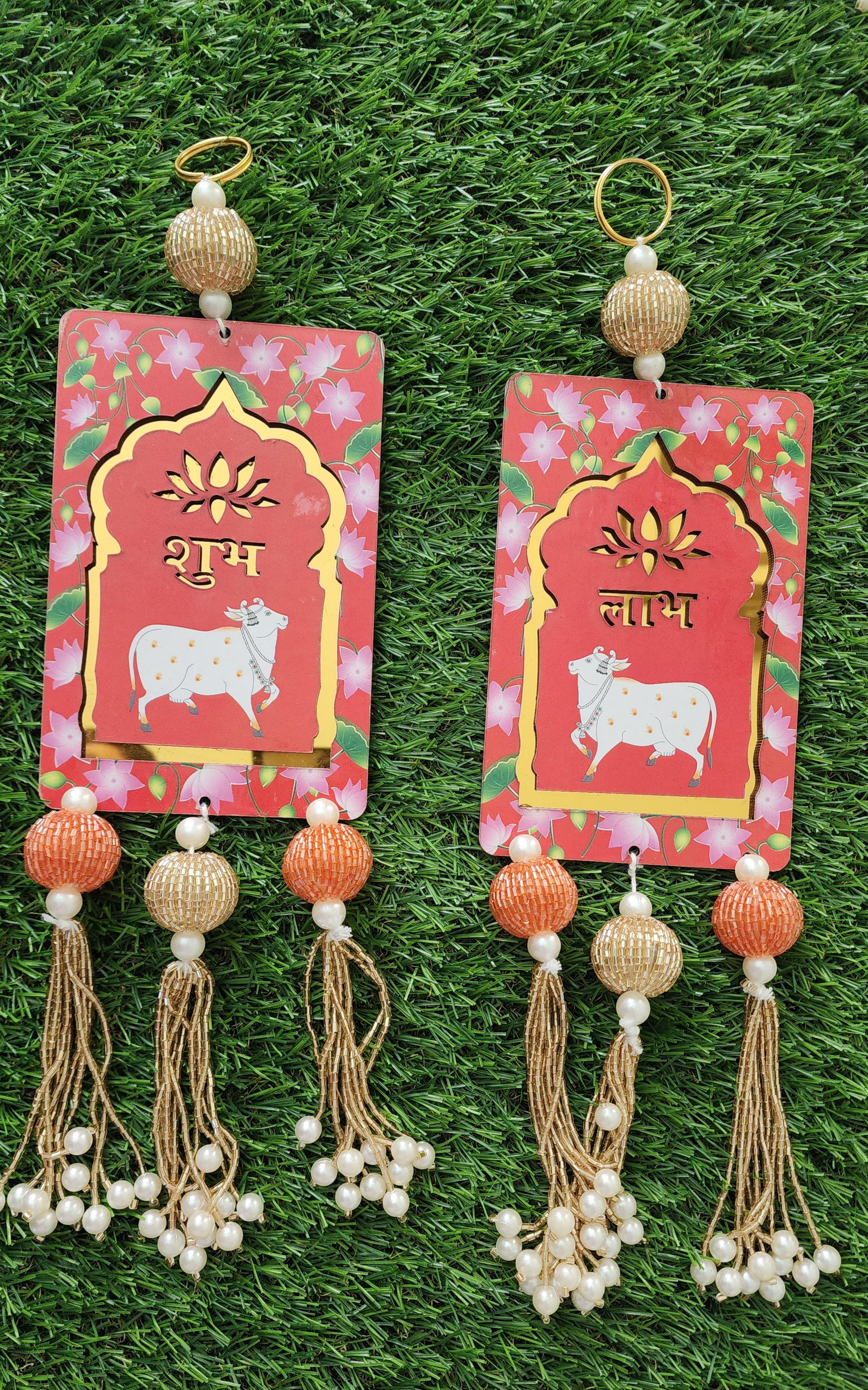 Cow Shubh Labh Door Hanging: Diwali Indian Wedding Decor