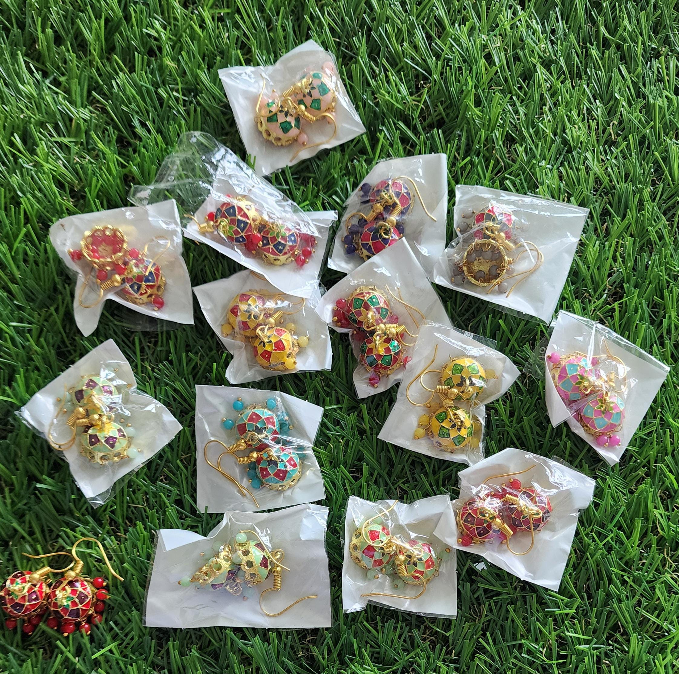 Handmade Meenakari Jhumka Earrings: Indian Wedding Jewelry