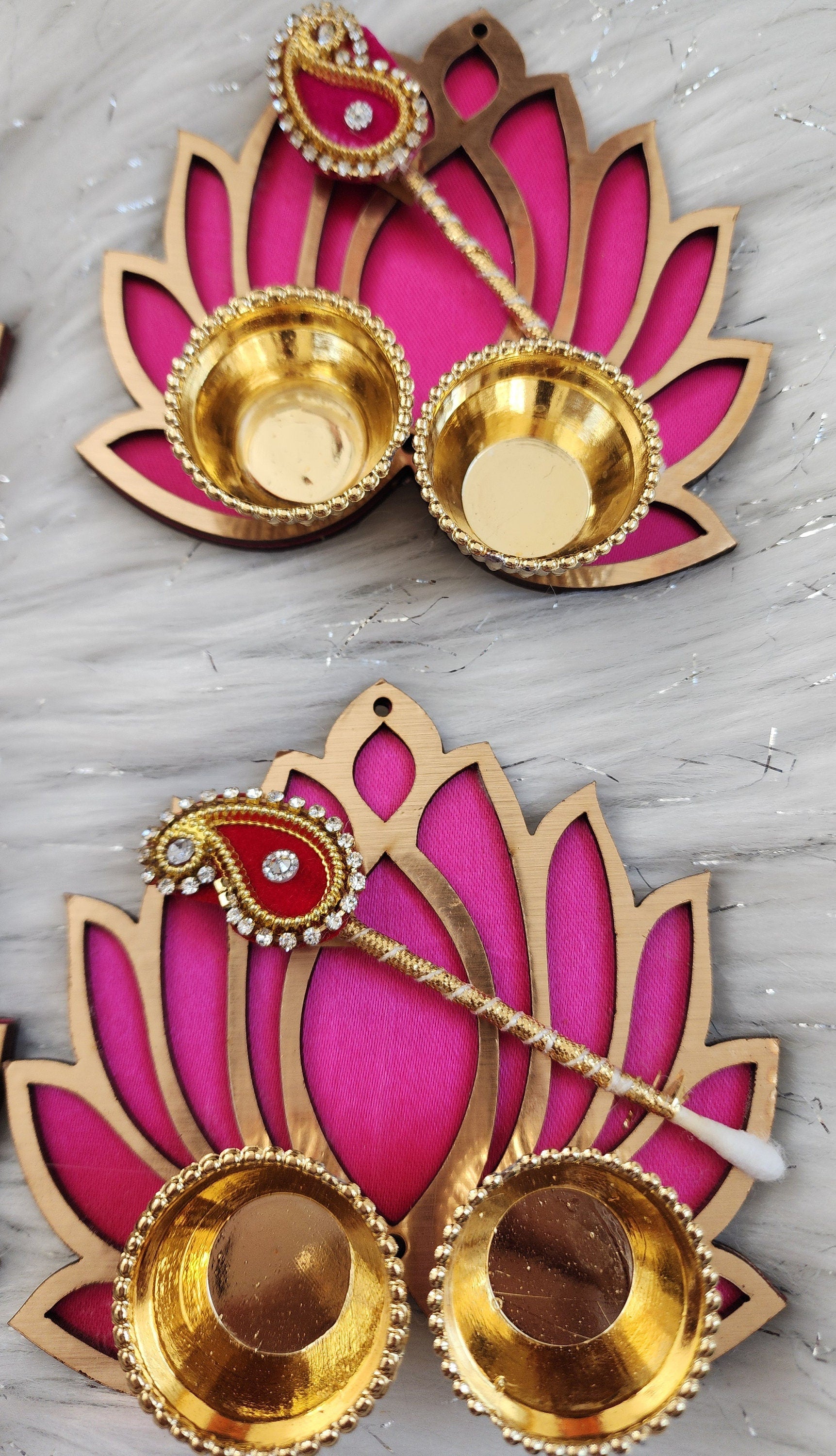Handcrafted Lotus Haldi Kumkum Holder: Pooja Return Gift