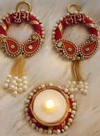 Shubh Labh Hanging Set: Diwali Decor with Tea Light combo Gift set.