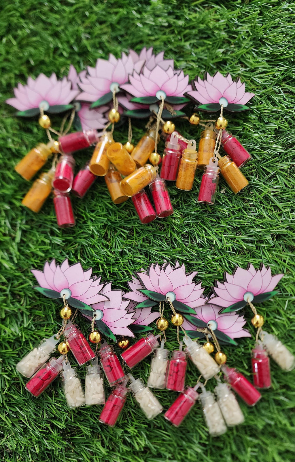 Handmade Lotus Haldi Kumkum Holder: MDF Pooja Favor