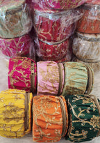 Embroidery Silk Bangle Boxes: Round Jewelry Organizer, Wedding Favor.