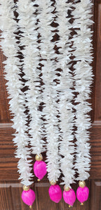 Lotus Handmade Bud Garland: Pink & White Indian Wedding Decor (40/45 inch.)