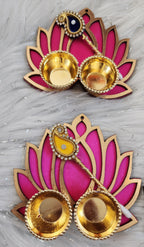Handcrafted Lotus Haldi Kumkum Holder: Pooja Return Gift