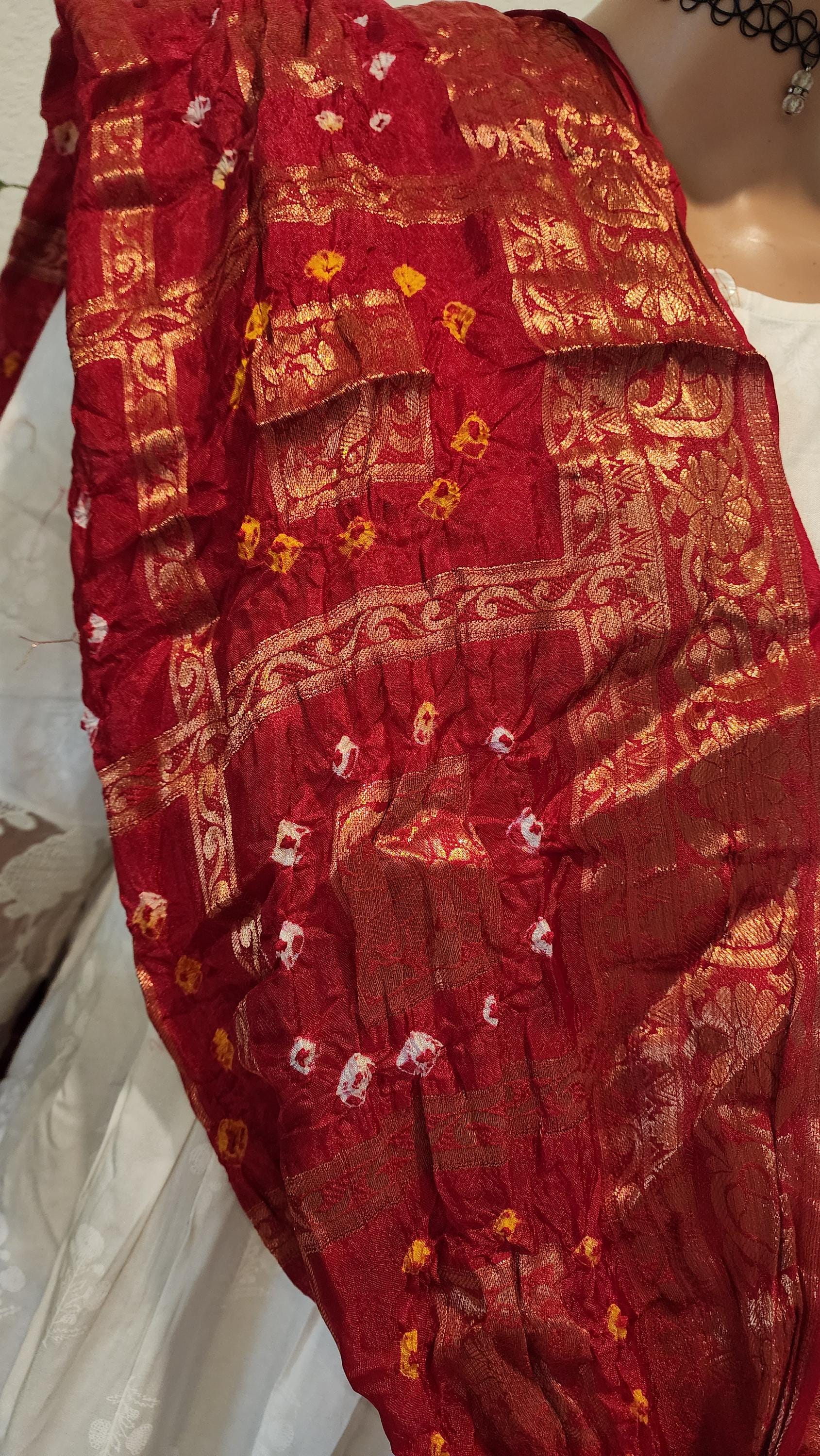 Hand Printed Jacquard Silk Dupatta: Indian Wedding Favor Scarf