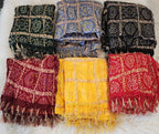 Bandhani Art Silk Dupatta Set: Rajasthani Wedding Favor, Tassel Detail Pack of 2