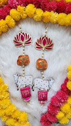 Lotus & Pichwai Cow Shubh-Labh Hanging: Diwali Mandir Decor