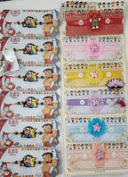 Handmade Kids Rakhi Set: Ribbon, Wood - Raksha Bandhan