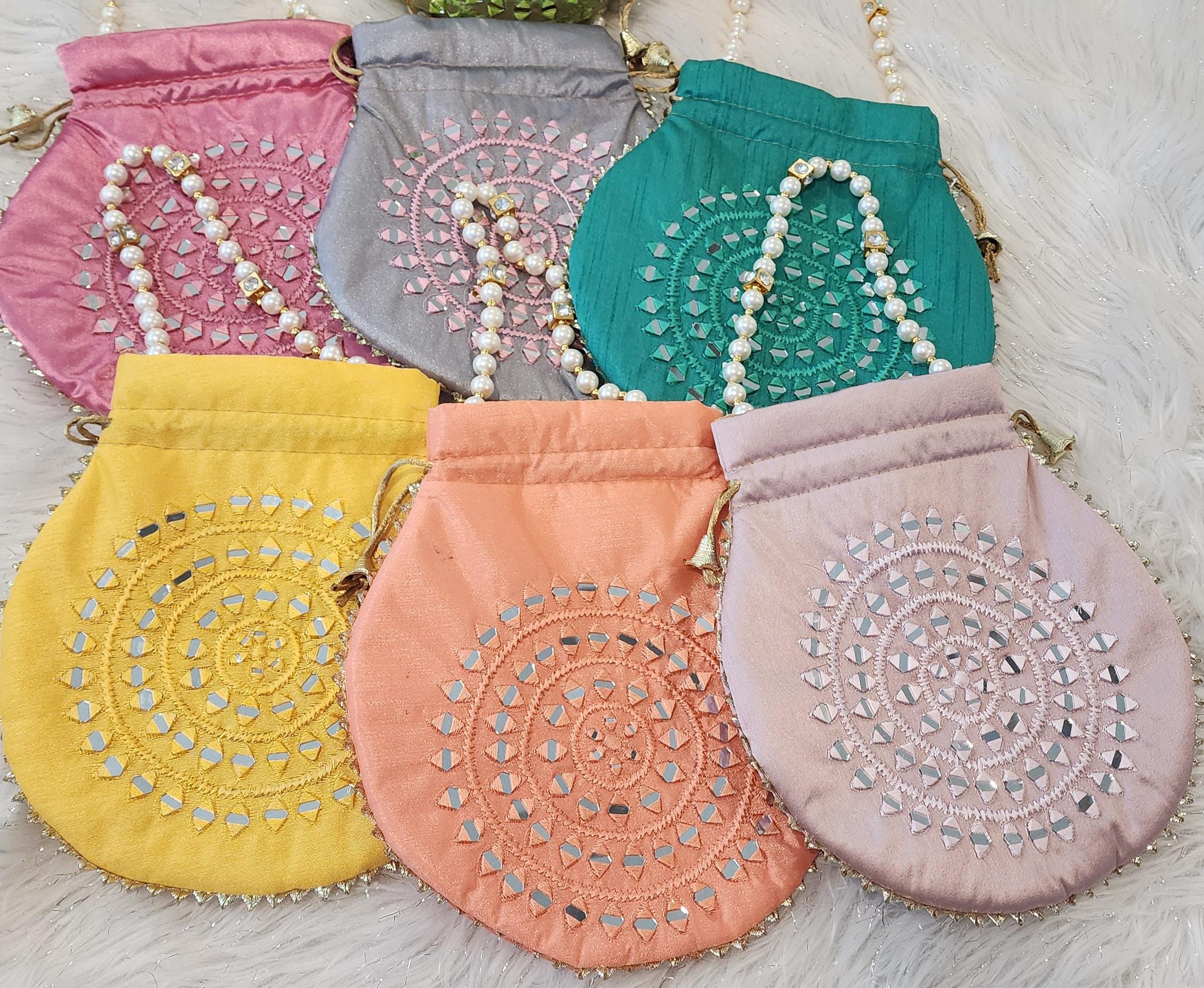 Handcrafted Moti Work Potli Bag: Indian Wedding Favor